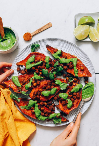 Masala Chickpea Stuffed Sweet Potatoes